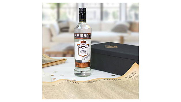 Black Smirnoff Vodka and Original Newspaper in a Luxury Gift Box Black Smirnoff Vodka and Original Newspaper in a Luxury Gift Box