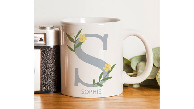 Personalised Floral Initial Mug Personalised Floral Initial Mug