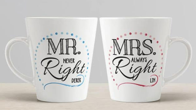 Personalised Mr & Mrs Right Mug Set Personalised Mr & Mrs Right Mug Set
