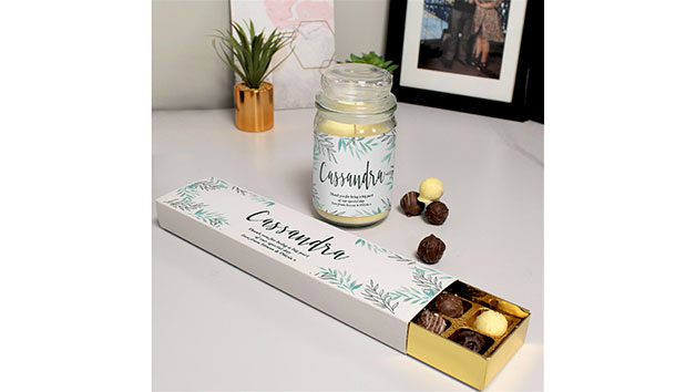 Floral Candle Jar and Personalised Truffles Set Floral Candle Jar and Personalised Truffles Set