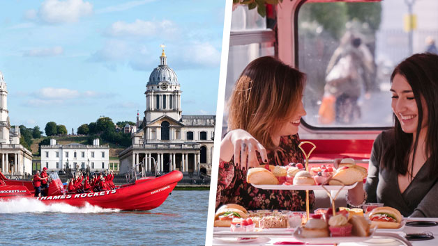 Afternoon Tea London Bus Tour and High Speed River Thames Ride for Two
