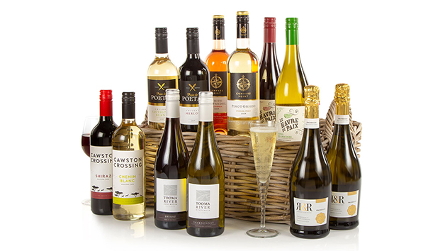 Twelve Wines in Traditional Wicker Basket Twelve Wines in Traditional Wicker Basket