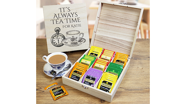 Personalised Wooden Tea Chest with Twinings Tea Personalised Wooden Tea Chest with Twinings Tea