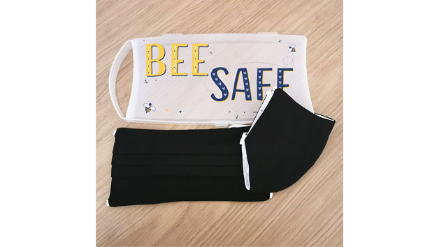 Pack of Two Black Face Masks and a Personalised Bee Safe Print Case Pack of Two Black Face Masks and a Personalised Bee Safe Print Case