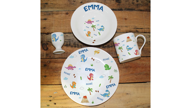 Personalised Dinosaur Breakfast Set Personalised Dinosaur Breakfast Set