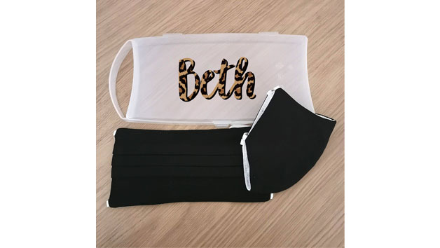 Set of Two Black Face Masks and a Personalised Leopard Print Case Set of Two Black Face Masks and a Personalised Leopard Print Case