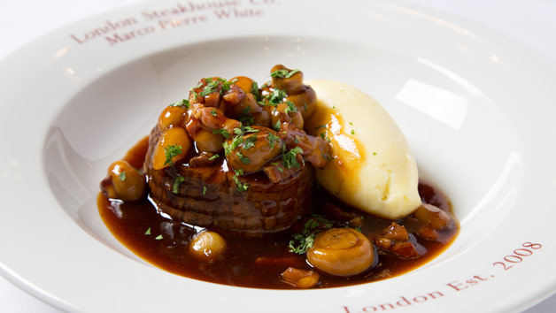 Five Course Meal with an Aperitif at Marco Pierre White London Steakhouse Co for Two Five Course Meal with an Aperitif at Marco Pierre White London Steakhouse Co for Two