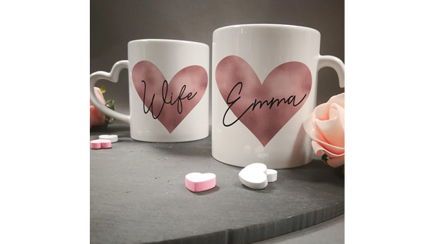Personalised Rose Gold Heart Handled Mug Personalised Rose Gold Heart Handled Mug
