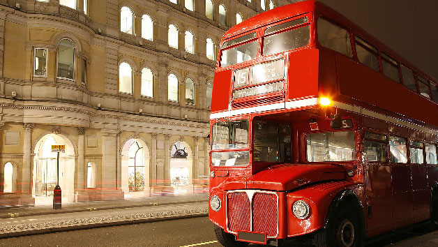 Vintage London Bus Tour, River Cruise and Champagne Cream Tea for Two at Harrods