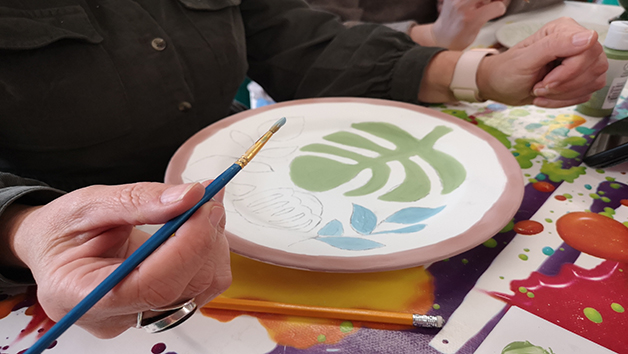 Ceramic Painting for Two with Pink Parrot Pottery Image 3