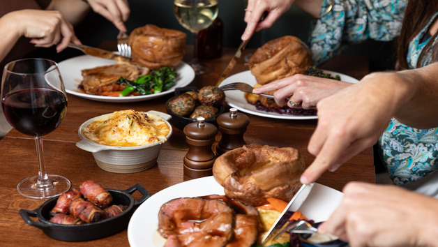 Sunday Roast with a Glass of Wine at a British Pub or Bar for Two Image 1