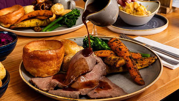 Sunday Roast with a Glass of Wine at a British Pub or Bar for Two Image 1