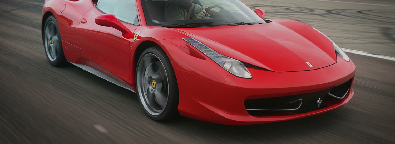 Red Ferrari on race track