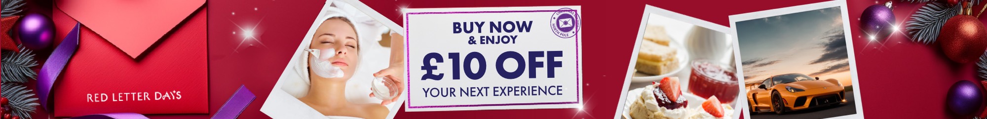 Buy now and enjoy £10 off your next experience