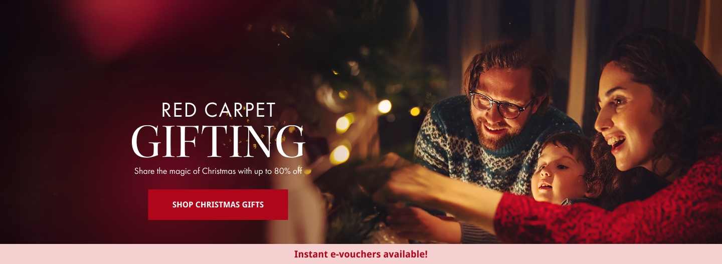 Red Carpet Gifting - share the magic of Christmas with up to 80% off.