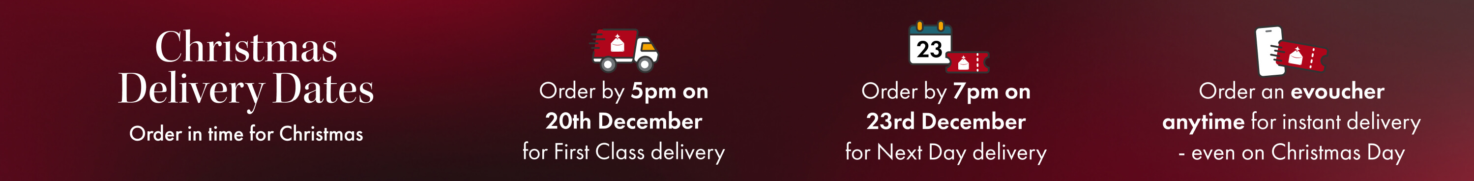 Christmas Delivery Dates - get your order in time for Christmas